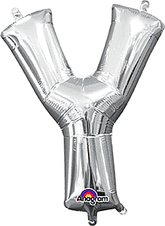 Silver  Letter "Y" Mylar 16 Inch Balloon